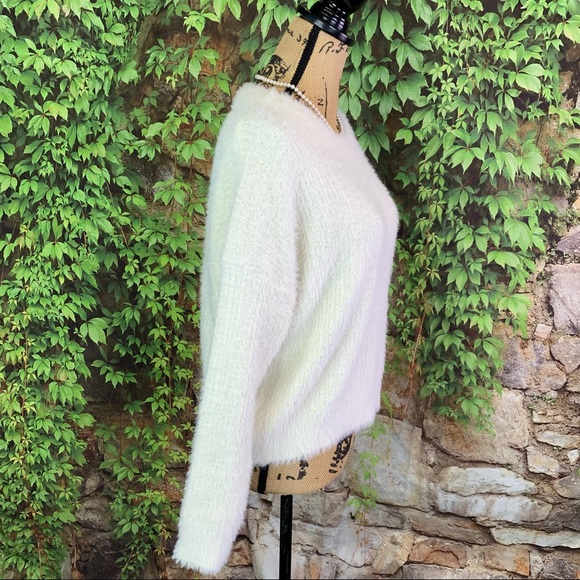 NWT FRNCH Cream Eyelash Fringe Metallic Sweater, S/M - Picture 10 of 15